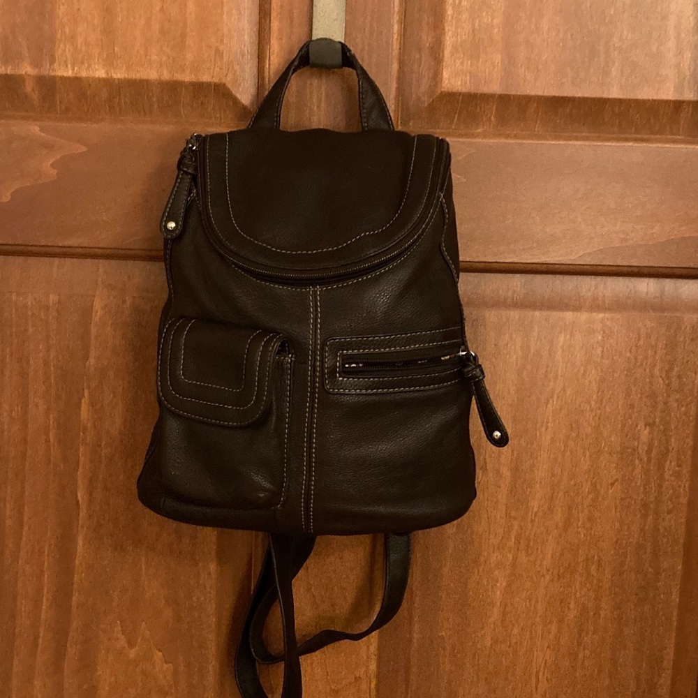 Tignanello Black Leather Backpack